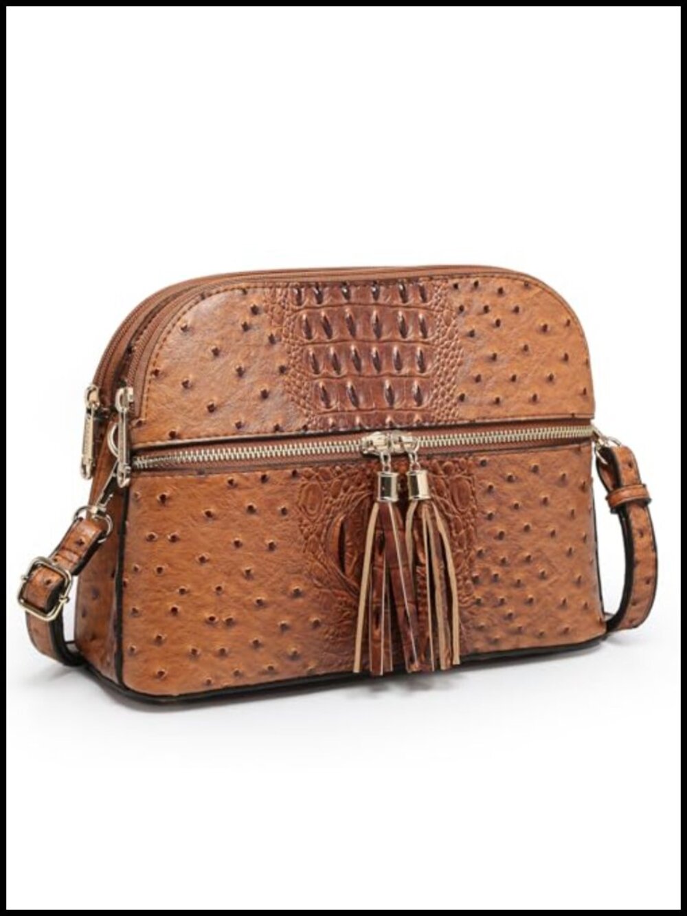 Dasein Tassel Crossbody Bag Vegan Leather Multi Pocket Travel Purse